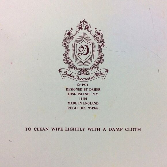 Daher Ware Floral Tin Serving Bowl Brown Orange Made in England 1971 - Picture 6 of 6